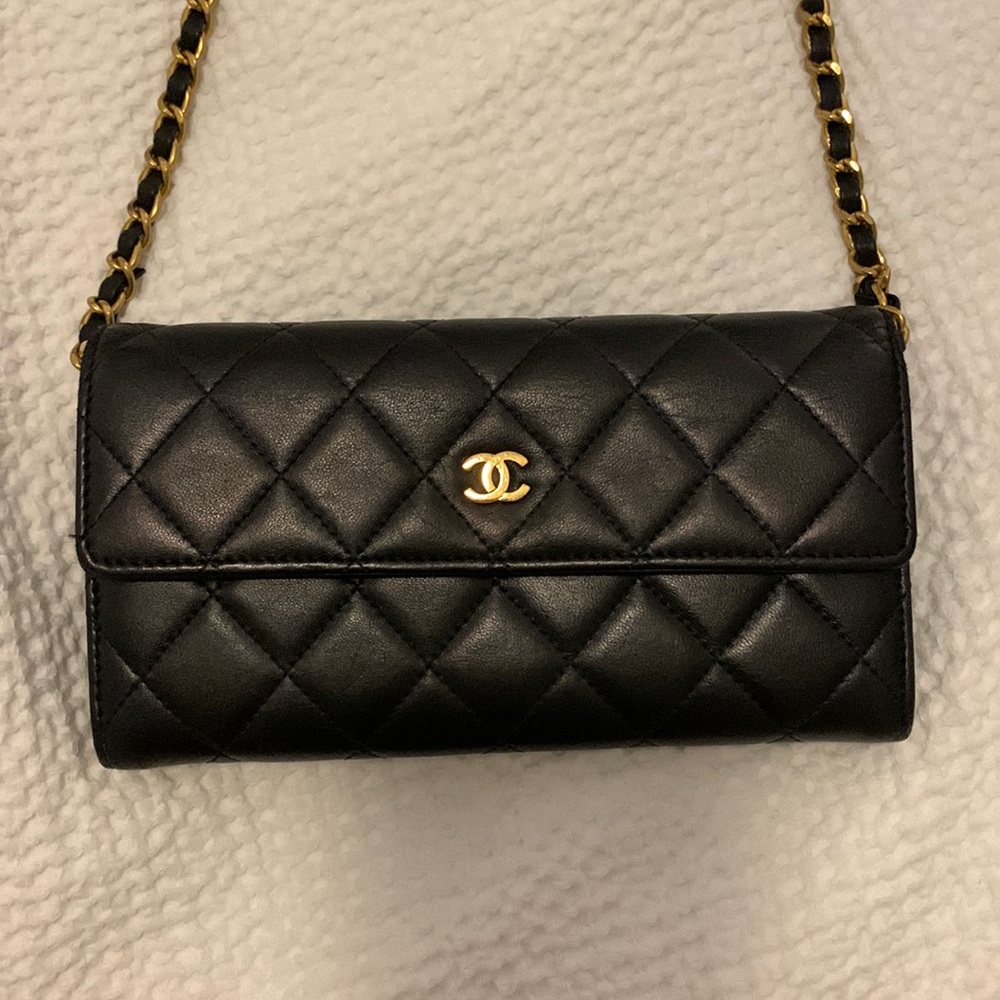 CHANEL Lambskin Long Flap Wallet - Chain Insert